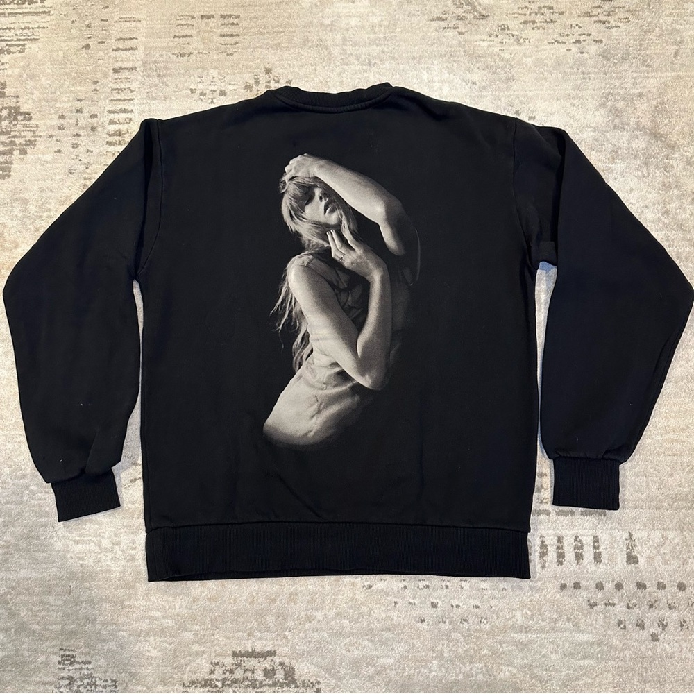 Tortured Poets Department Black Crew Graphic Sweater Tour Merchandise Women